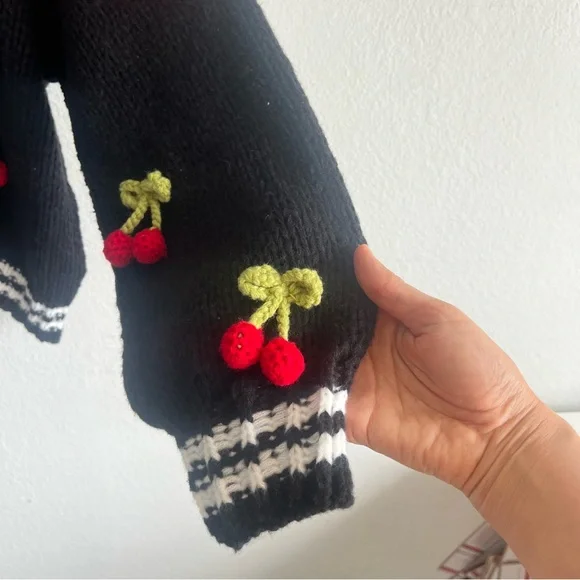 Anthropologie Maeve Black Varsity Cardigan Sweater with 3D Cherry
O/S NWOT - Picture 7 of 12